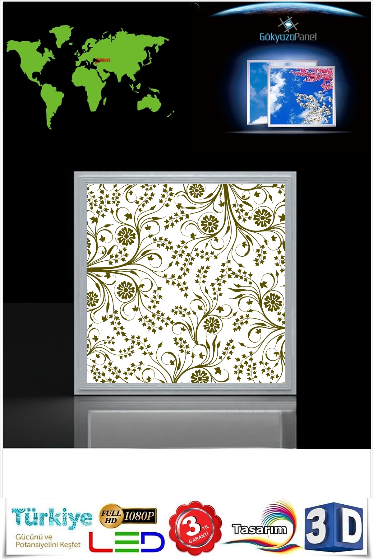 İnce Yapraklar Desenli Yatak Odası Avize, 60x60-54w, ebeveyn odası aydınlatma, yatak odası avize modelleri,yatak odası Ferah avize - Görsel 3