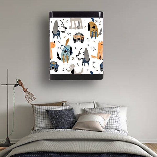 Pastel Köpekler APLİK, Ev Led Aplik, 24 Watt, Baskılı Led Ev Salon, Oturma Odası, Yatak Odası
