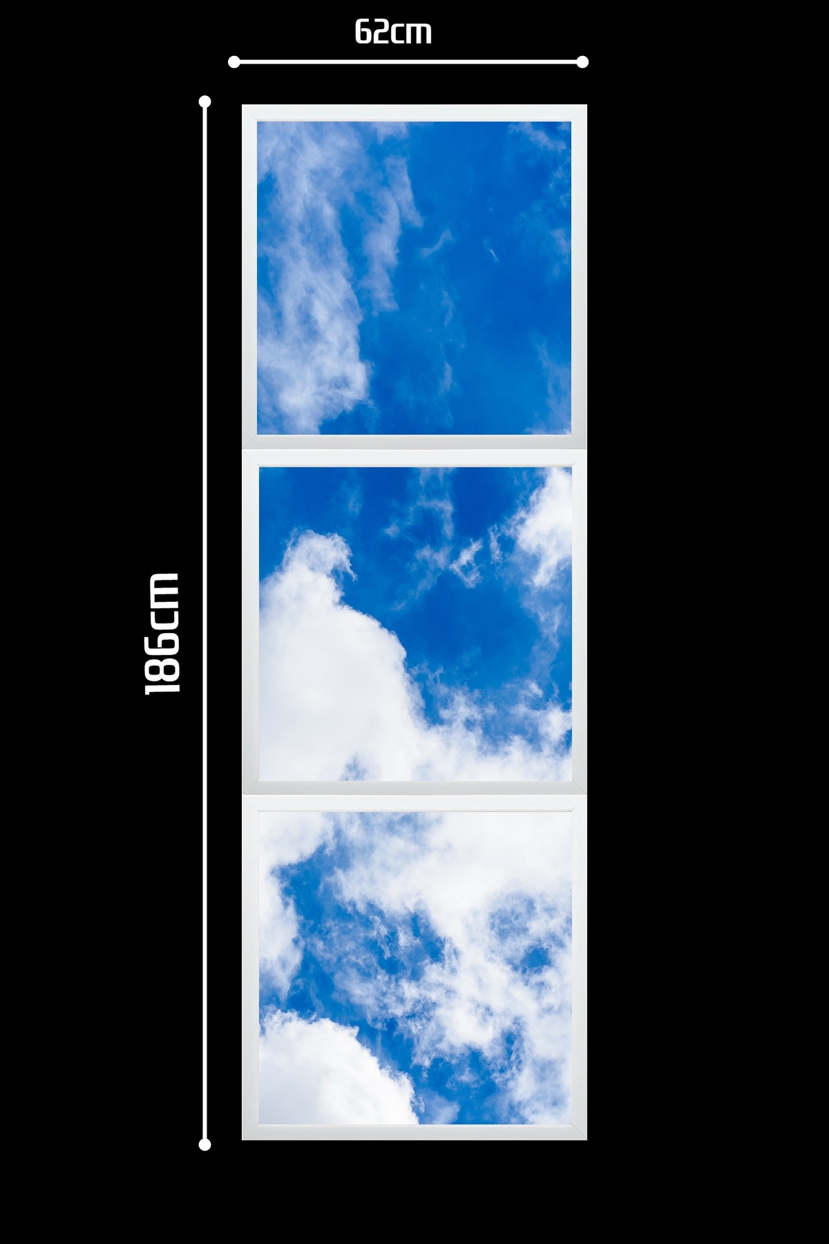 Yıldızlı Gece Gökyüzü Panel 1x3-üçlü-62cmx186cm-tavana Yapışık Led-54watt x 3-sıva Üstü-kolay Montaj-Yatak Odası tavan avize - Görsel 3