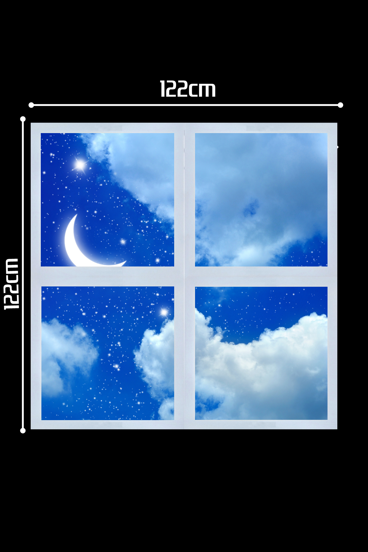 Yıldızlı Gece Gökyüzü Panel 2x2-dörtlü-122cmx122cm-tavana Yapışık Led-54watt x 4-sıva Üstü-kolay Montaj-Yatak Odası tavan avize - Görsel 3