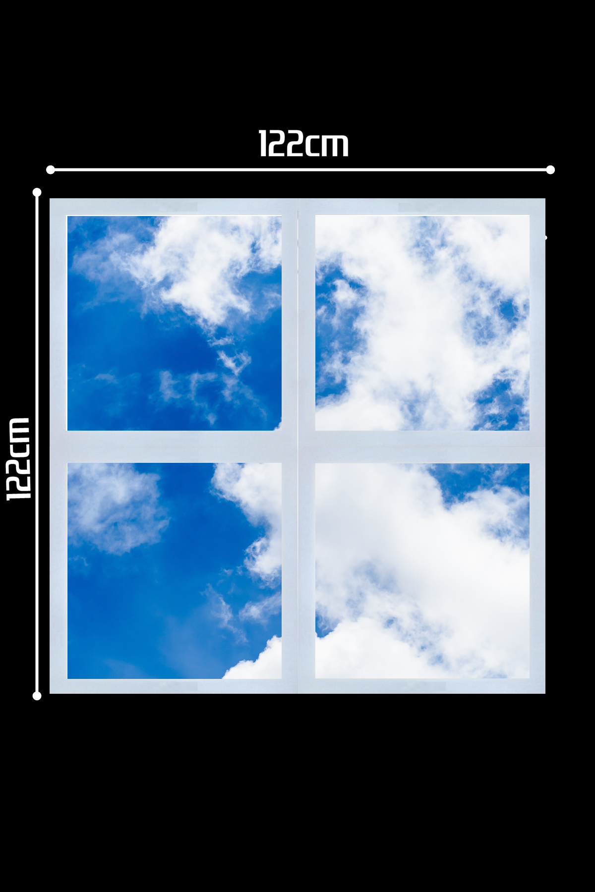 Bulutlu Gökyüzü Panel 2x2-dörtlü-122cmx122cm-tavana Yapışık Led-54watt x 4-sıva Üstü-kolay Montaj-Oturma Odası tavan avize - Görsel 3