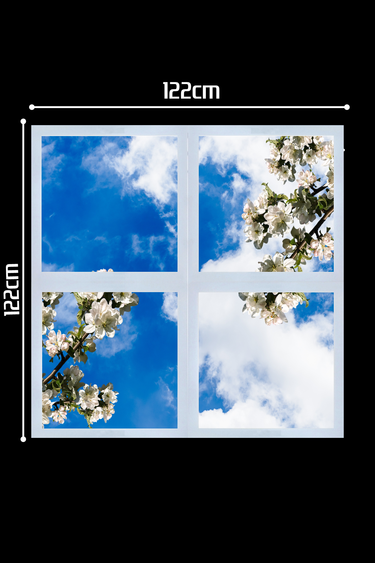 Çiçekli Ağaç Gökyüzü Panel 2x2-dörtlü-122cmx122cm-tavana Yapışık Led-54watt x 4-sıva Üstü-kolay Montaj-Yatak Odası tavan avize - Görsel 3