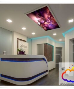 Evren 75x135 Gökyüzü Panel, Muayenehane Üzeri Aydınlatma, Kumandalı, Işık bantlı, 106watt-Klinik Bekleme Salonu Lambası, Evren Lamba, 4 Farklı Ahşap Çerçeve Rengi