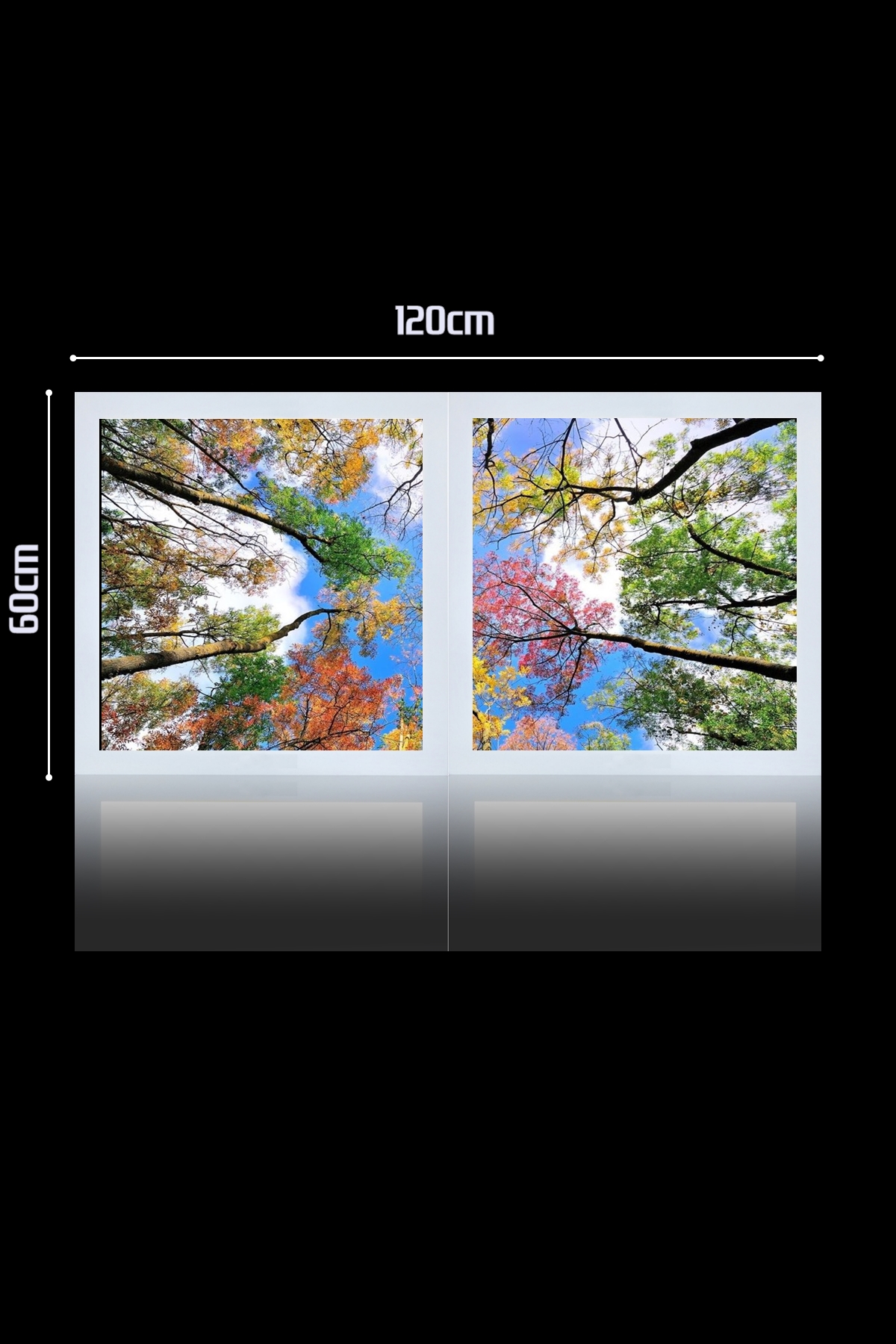 Renkli Ağaçlar Gökyüzü Panel 1x2-ikili-60cmx120cm-tavana Yapışık Led-54watt x 2-sıva Üstü-kolay Montaj-Yatak Odası tavan avize - Görsel 3