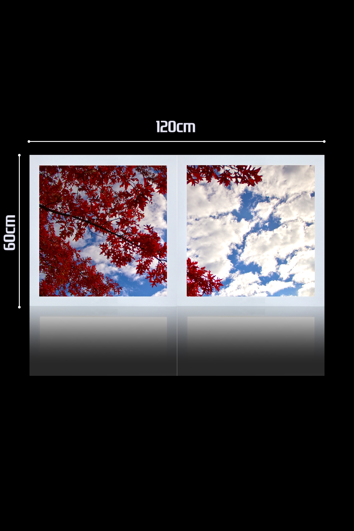 Kırmızı Yaprak Gökyüzü Panel 1x2-ikili-60cmx120cm-tavana Yapışık Led-54watt x 2-sıva Üstü-kolay Montaj-Yatak Odası tavan avize - Görsel 3