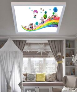 Gökkuşağı Çocukları 60x60 Çocuk odası avize modelleri, 54wat led, tavana model avize,çocuklar için gökkuşağı çocuklar desenli kare avize