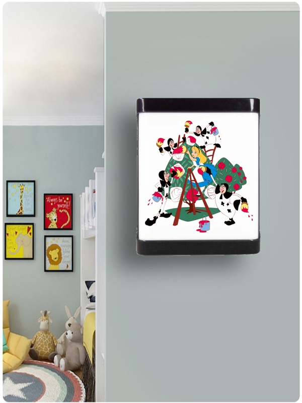 Alice Harikalar Diyarında LED APLİK, Çocuk Odası Led Aplik, 24 Watt, Baskılı Led Gece Lambası, Kids Lamp