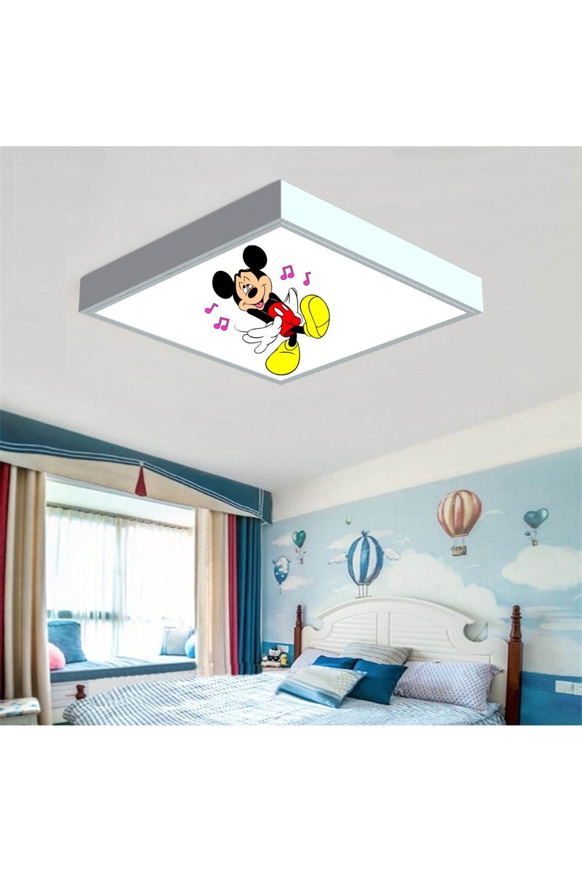 Mickey Mouse 60x60 Çocuk odası avize modelleri, 54wat led, tavana model avize,çocuklar için mickey mouse kare avize