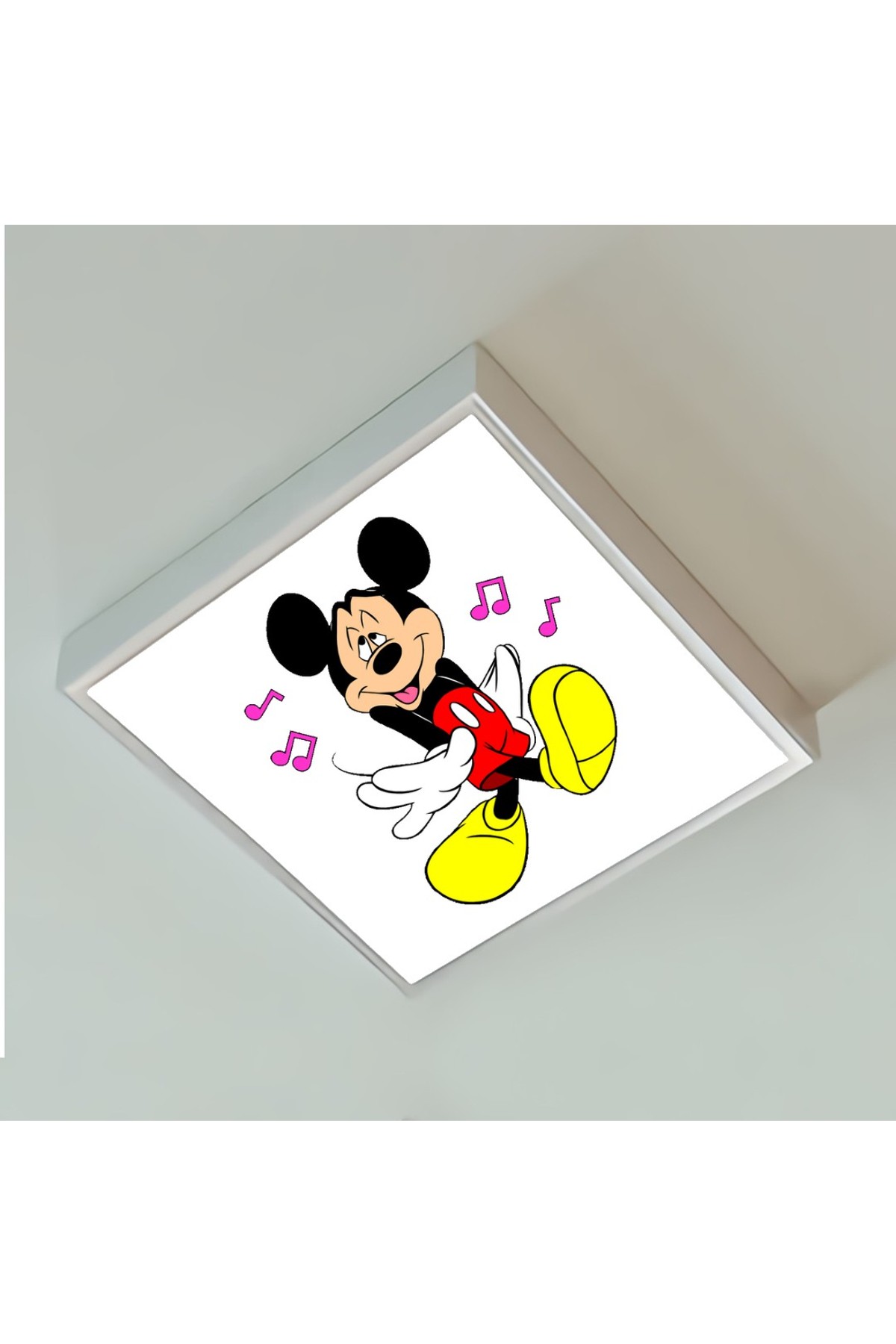 Mickey Mouse 60x60 Çocuk odası avize modelleri, 54wat led, tavana model avize,çocuklar için mickey mouse kare avize - Görsel 4