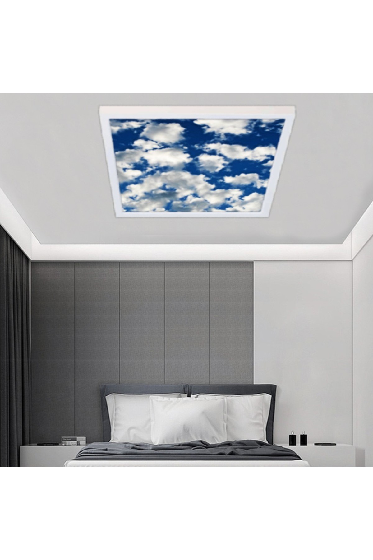 Bulutlu Gökyüzü, 60cmx60cm, 54 watt,led,en şık genç odası avize modelleri, bulutlu gökyüzü genç odası lamba - Görsel 4