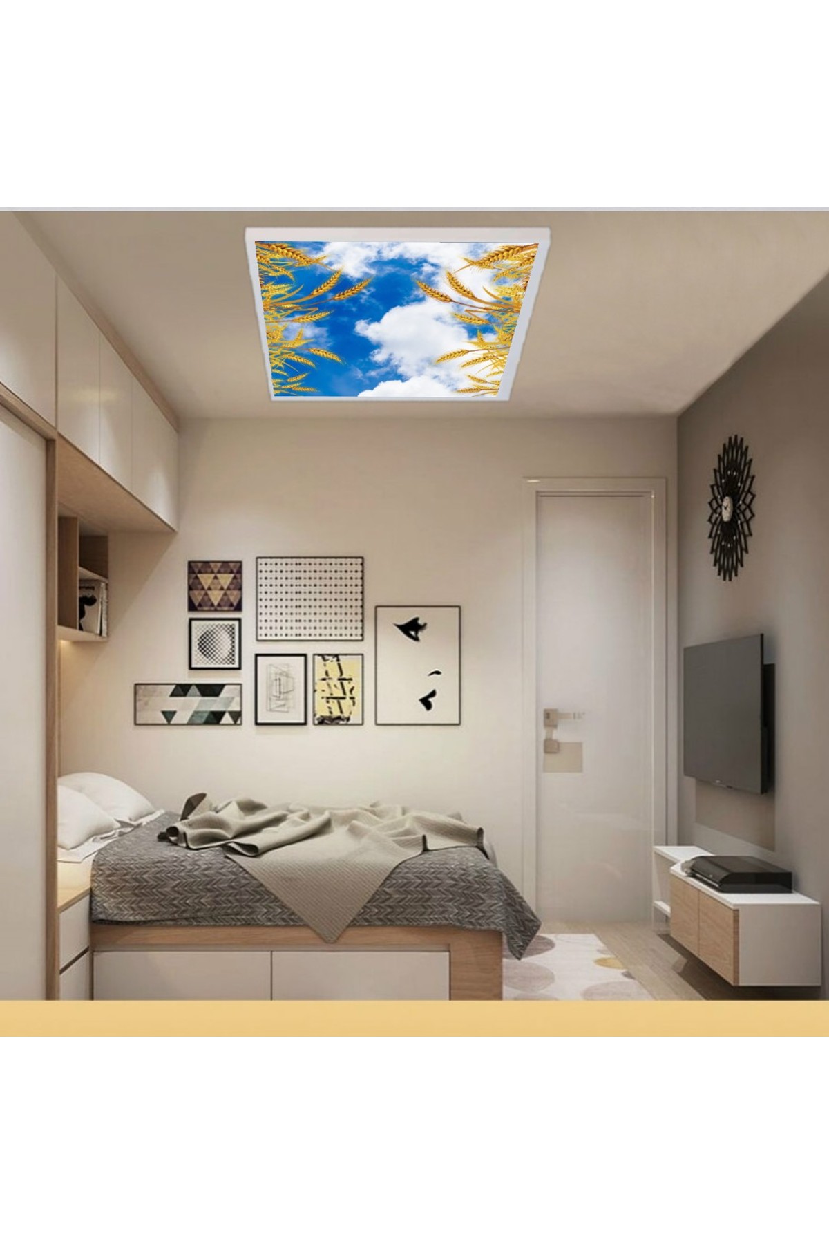 Başaklı Gökyüzü, 60cmx60cm, 54 watt,led,en şık oturma odası avize modelleri, başaklı gökyüzü desenli oturma odası lamba - Görsel 4