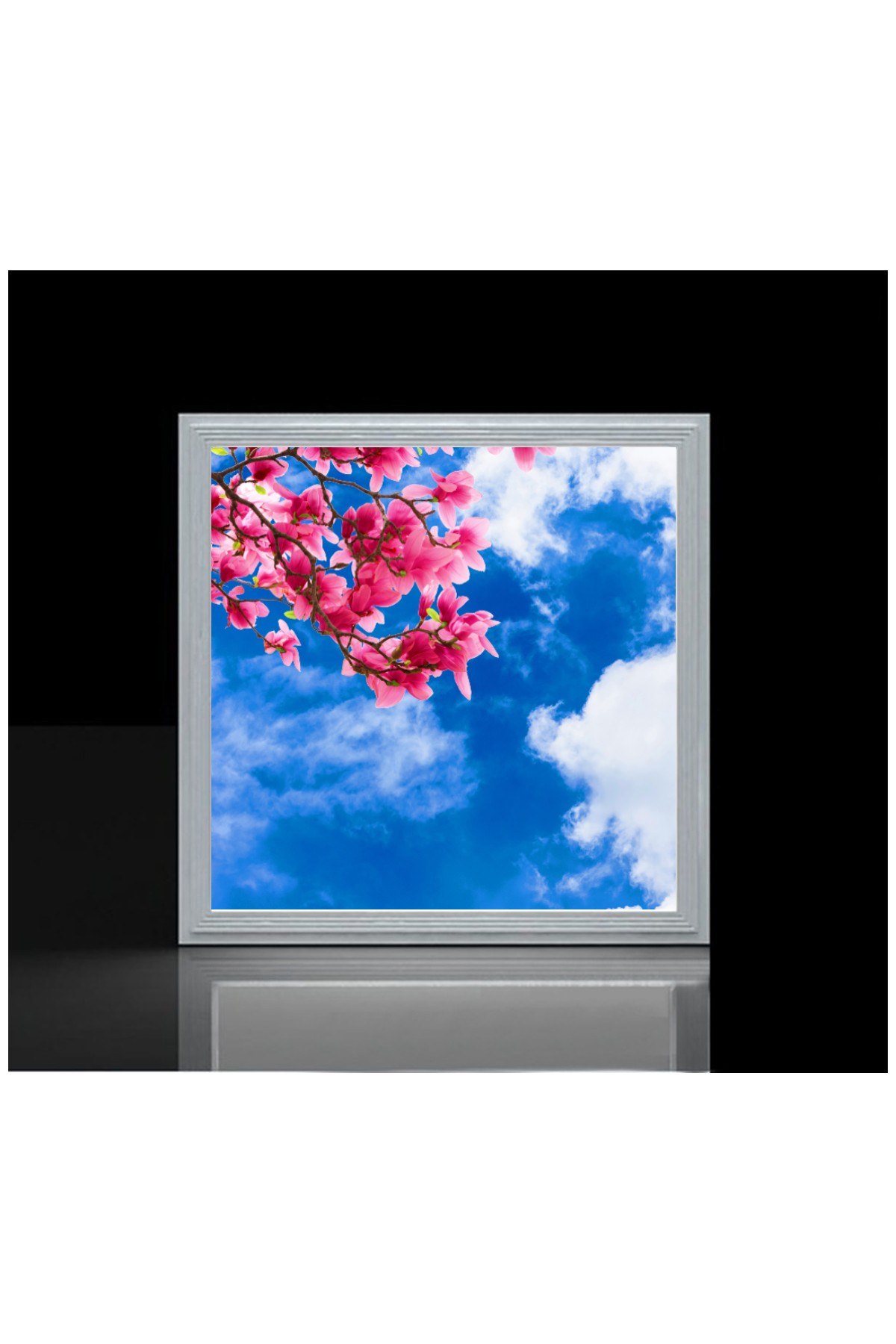 Çiçekli Gökyüzü, 60cmx60cm, 54 watt,led,en şık oturma odası avize modelleri, çiçekli gökyüzü desenli oturma odası lamba - Görsel 3