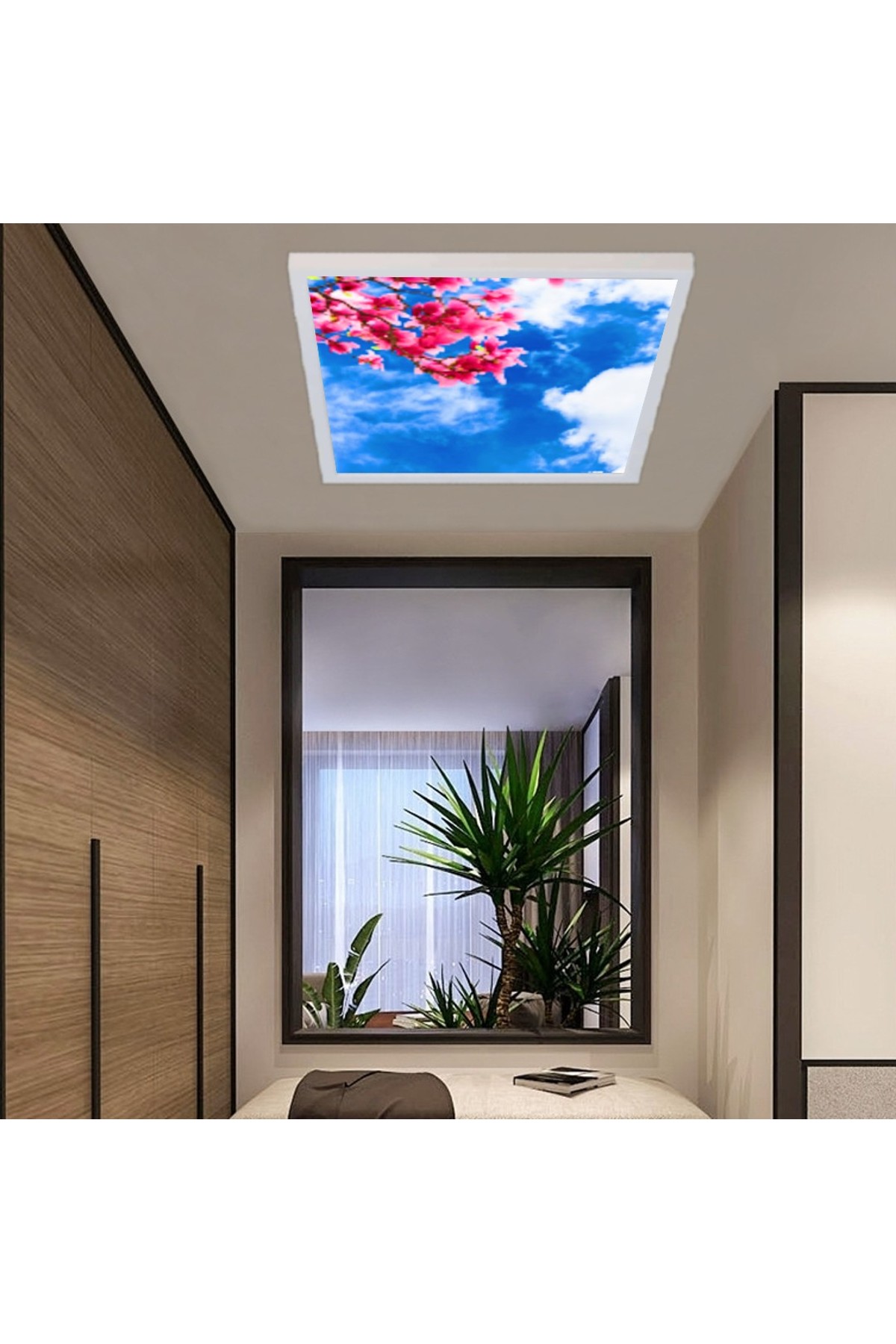 Çiçekli Gökyüzü, 60cmx60cm, 54 watt,led,en şık oturma odası avize modelleri, çiçekli gökyüzü desenli oturma odası lamba - Görsel 2