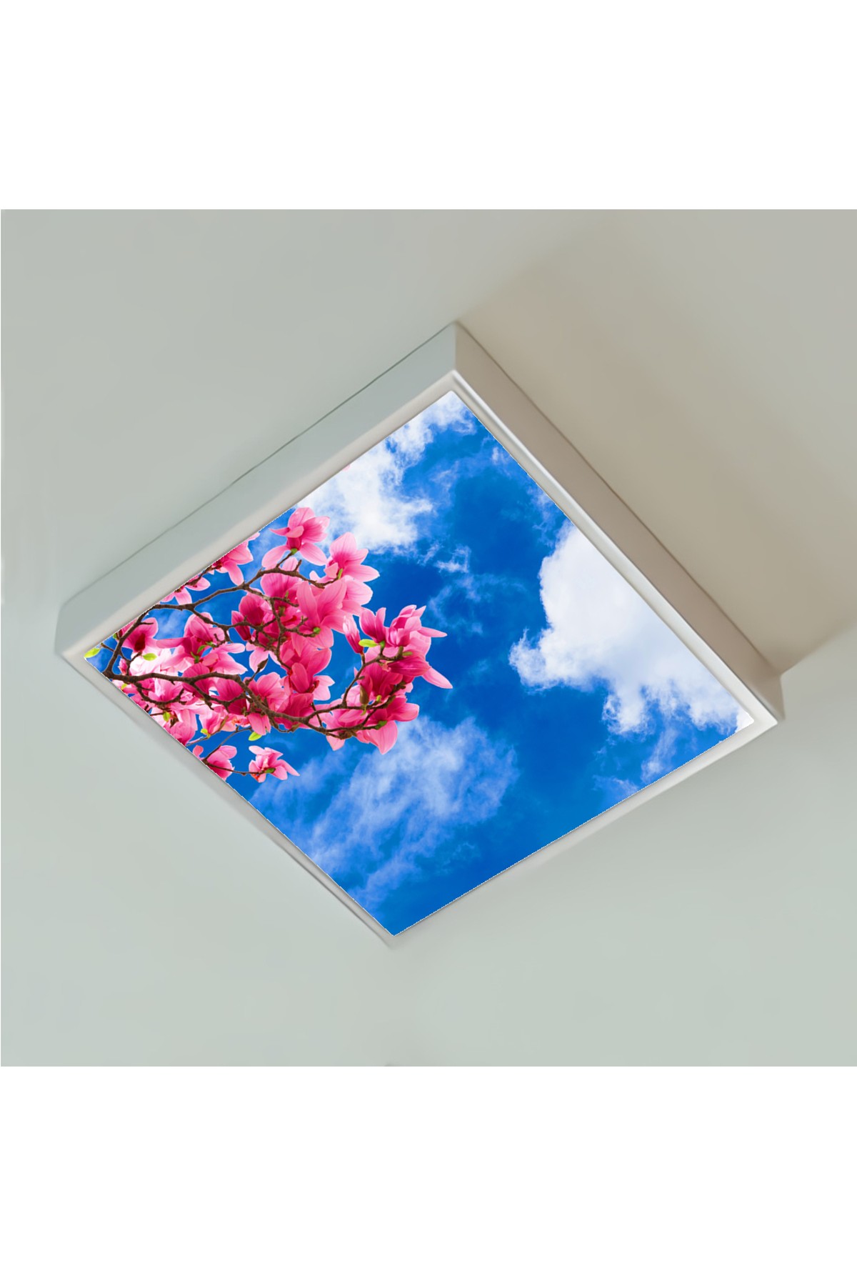Çiçekli Gökyüzü, 60cmx60cm, 54 watt,led,en şık oturma odası avize modelleri, çiçekli gökyüzü desenli oturma odası lamba - Görsel 4