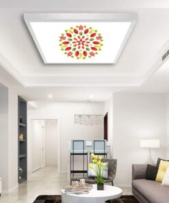 Sonbahar Yaprakları Oturma odası avize modelleri, 60x60 baskılı kare Salon avize, 54wat led tavana model