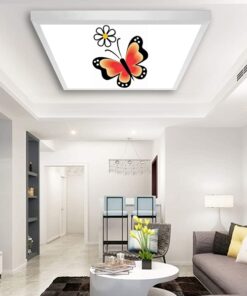 Papatya Kelebek Oturma odası avize modelleri, 60x60 baskılı kare Salon avize, 54wat led tavana model