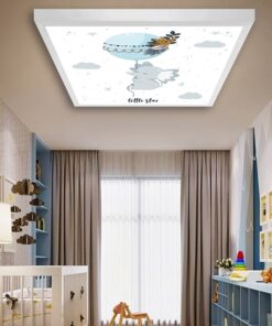 Little Star Çocuk odası avize modelleri, 60x60 baskılı kare avize, 54wat led tavana model