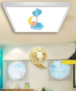 Küçük Bebek Çocuk odası avize modelleri, 60x60 baskılı kare avize, 54wat led tavana model