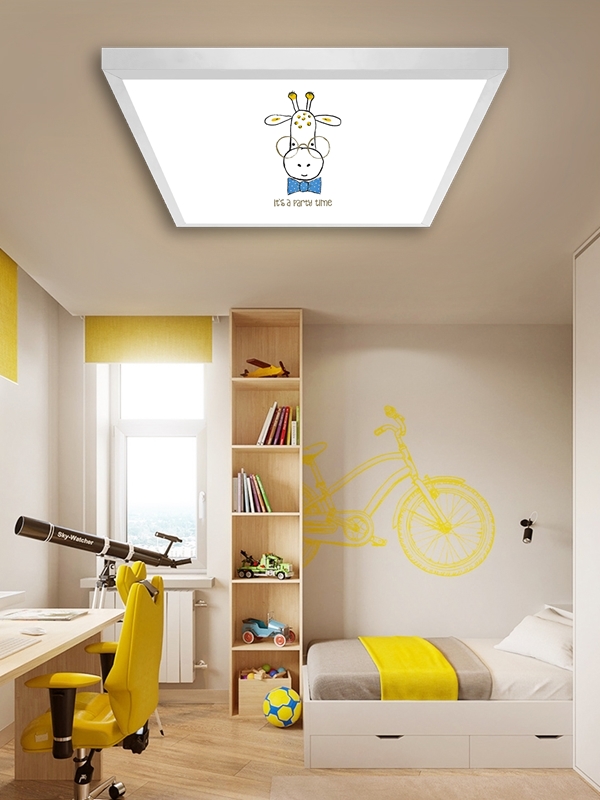 Party Time Çocuk odası avize modelleri, 60x60 baskılı kare avize, 54wat led tavana model - Görsel 2
