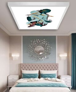 Depresyon 60x60 Yatak odası avize modelleri, baskılı kare avize, 54wat led tavana model