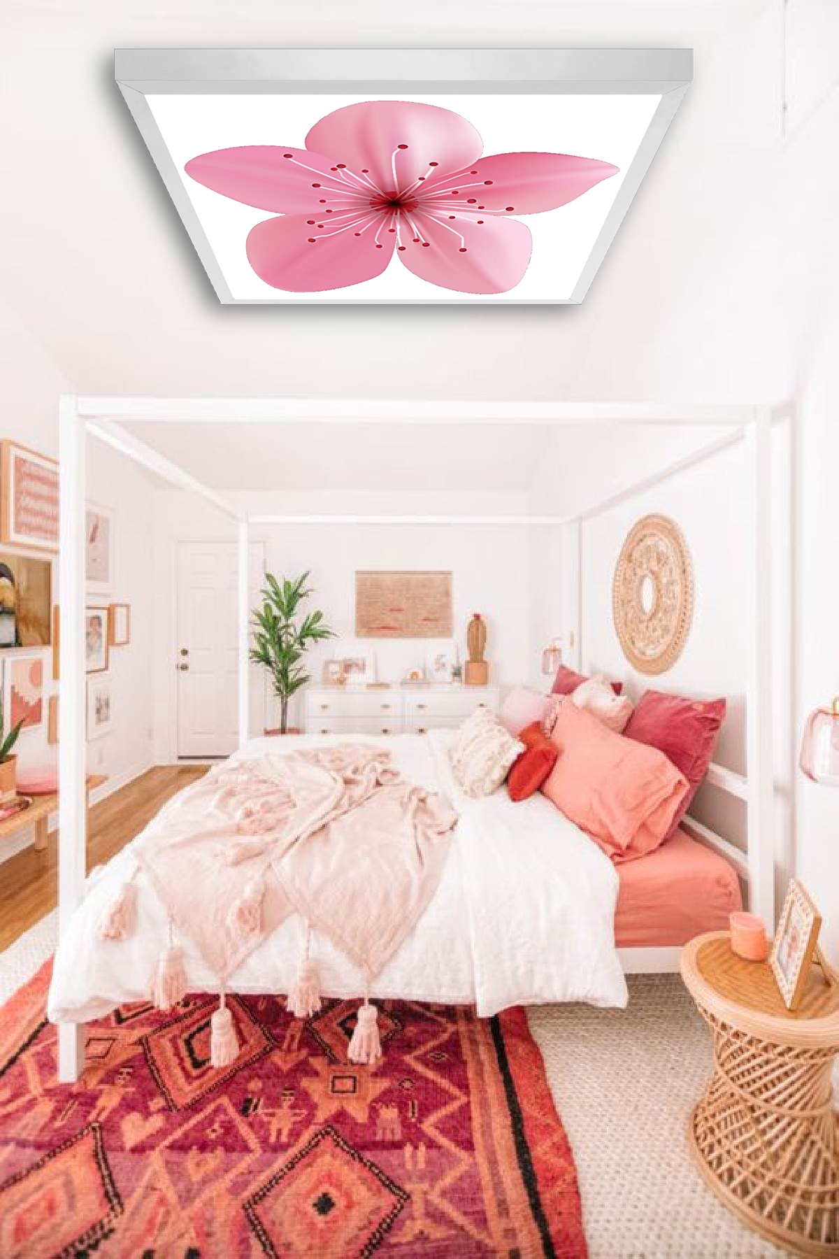 Pembelik 60x60 Çocuk odası avize modelleri, baskılı çocuklar için kare avize, 54wat led tavana model - Görsel 4