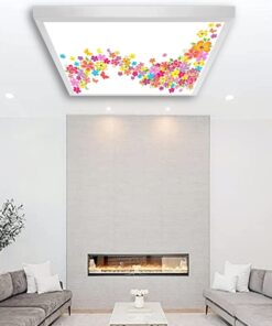 Çiçek Dalgası Oturma odası avize modelleri, 60x60 baskılı kare Salon avize, 54wat led tavana model