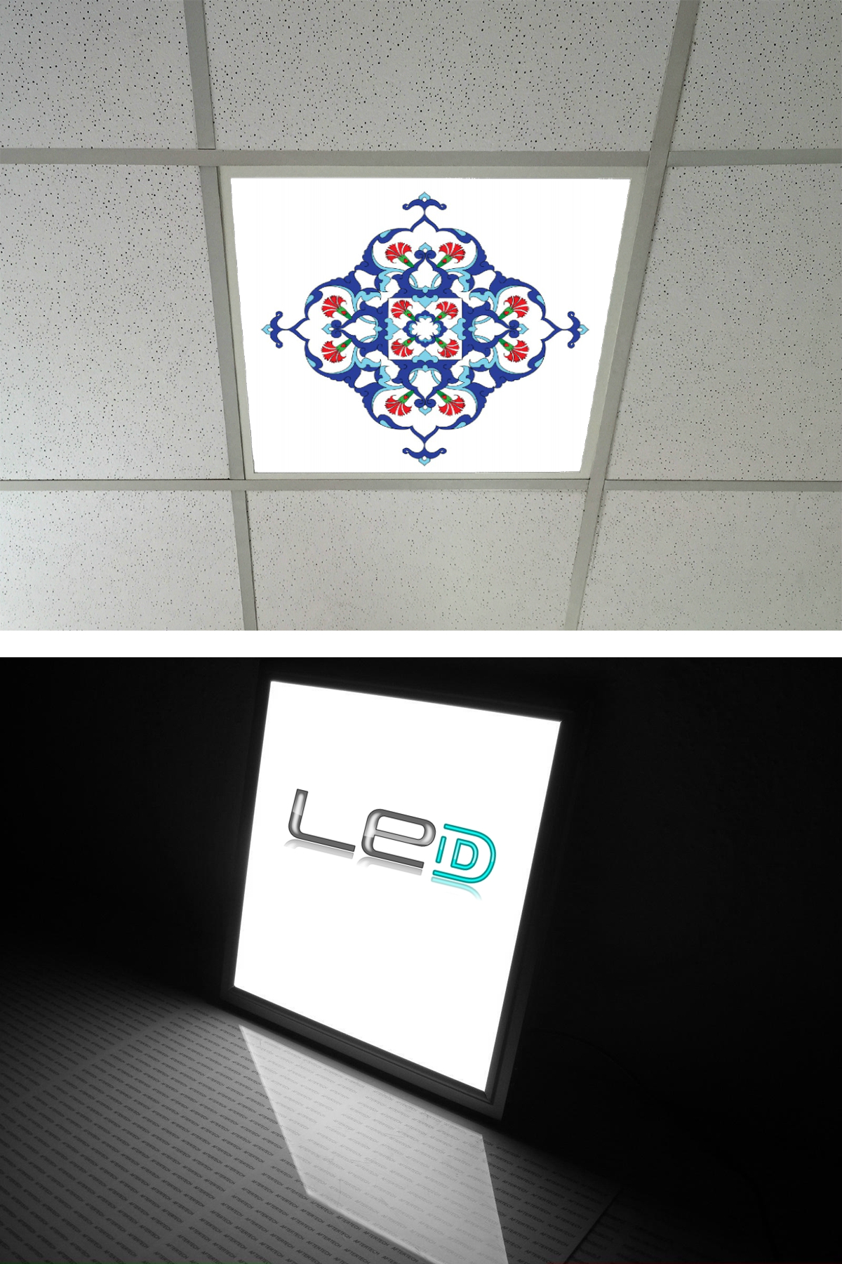 Asma Tavan Led Paneli, 60cm x 60cm, sıva altı led ışık, Uv baskı avize, Kare ama tavan aydınlatma, ofis tavan ledi, Gökyüzü Panel 50W desenli aydınlatma - Görsel 4