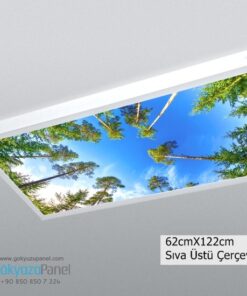 60x120 Gökyüzü Panel Avize, 106watt Led, Sıva Üstü, Kolay Montaj Led Panel, Orman Avize