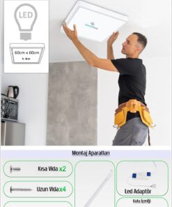 Alternative view of Ağaçkakan Oturma odası avize modelleri, 60x60 baskılı kare Salon avize, 54wat led tavana model