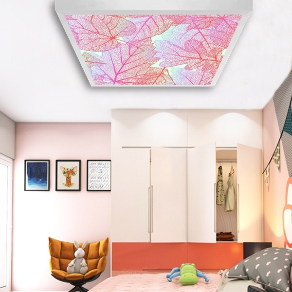 Pembe Art Yatak odası avize modelleri, 60x60 baskılı kare avize, 54wat led tavana model