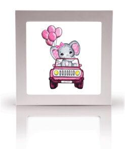 Alternative view of Araba Süren Fil Çocuk odası avize modelleri, 60x60 baskılı kare avize, 54wat led tavana model