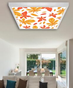 Sarı Yaprakları Oturma odası avize modelleri, 60x60 baskılı kare Salon avize, 54wat led tavana model