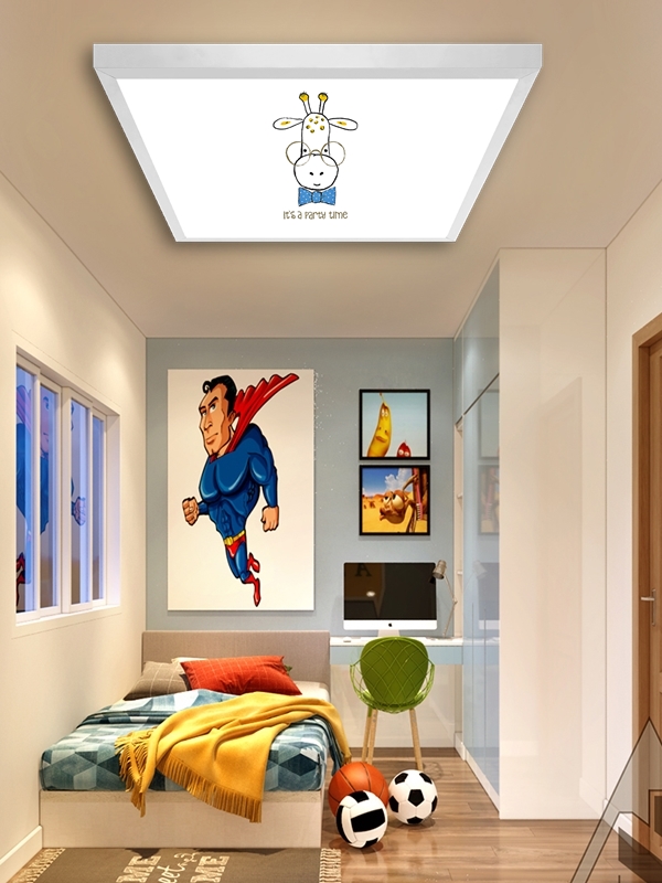 Party Time Çocuk odası avize modelleri, 60x60 baskılı kare avize, 54wat led tavana model - Görsel 4