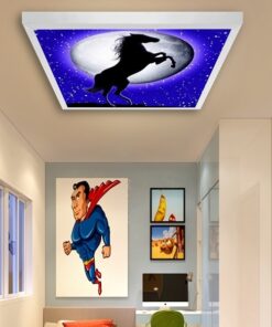 Gece Çocuk odası avize modelleri, 60x60 baskılı kare avize, 54wat led tavana model