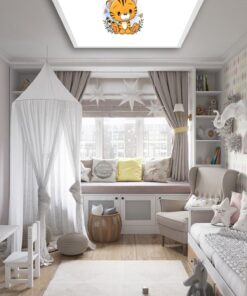 Alternative view of Yavru Kaplan Çocuk odası avize modelleri, 60x60 baskılı kare avize, 54wat led tavana model