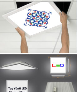 Asma Tavan Led Paneli, 60cm x 60cm, sıva altı led ışık, Uv baskı avize, Kare ama tavan aydınlatma, ofis tavan ledi, Gökyüzü Panel 50W desenli aydınlatma