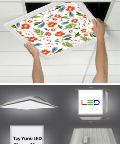 Asma Tavan Led Paneli, 60cm x 60cm, sıva altı led ışık, Uv baskı avize, Kare ama tavan aydınlatma, ofis tavan ledi, Gökyüzü Panel 50W desenli aydınlatma