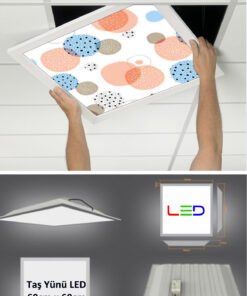 Led Asma Tavan Led Paneli, 60cm x 60cm, sıva altı led ışık, Uv baskı avize, Kare ama tavan aydınlatma, ofis tavan ledi, Gökyüzü Panel 50W desenli aydınlatma