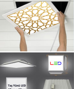 Led Asma Tavan Led Paneli, 60cm x 60cm, sıva altı led ışık, Uv baskı avize, Kare ama tavan aydınlatma, ofis tavan ledi, Gökyüzü Panel 50W desenli aydınlatma
