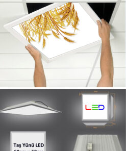 Led Asma Tavan Led Paneli, 60cm x 60cm, sıva altı led ışık, Uv baskı avize, Kare ama tavan aydınlatma, ofis tavan ledi, Gökyüzü Panel 50W desenli aydınlatma