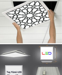 Asma Tavan Led Paneli, 60cm x 60cm, sıva altı led ışık, Uv baskı avize, Kare ama tavan aydınlatma, ofis tavan ledi, Gökyüzü Panel 50W desenli aydınlatma