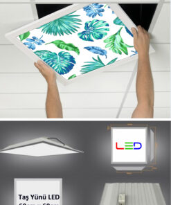 Asma Tavan Led Paneli, 60cm x 60cm, sıva altı led ışık, Uv baskı avize, Kare ama tavan aydınlatma, ofis tavan ledi, Gökyüzü Panel 50W desenli aydınlatma