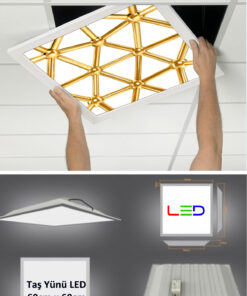 Asma Tavan Led Paneli, 60cm x 60cm, sıva altı led ışık, Uv baskı avize, Kare ama tavan aydınlatma, ofis tavan ledi, Gökyüzü Panel 50W desenli aydınlatma