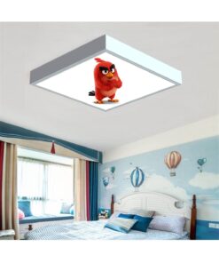 Angry Bird 60x60 Çocuk odası avize modelleri, baskılı çocuklar için kare avize, 54wat led tavana model avize