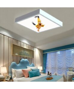 Angry Yellow Bird 60x60 Çocuk odası avize modelleri, baskılı çocuklar için kare avize, 54wat led tavana model avize