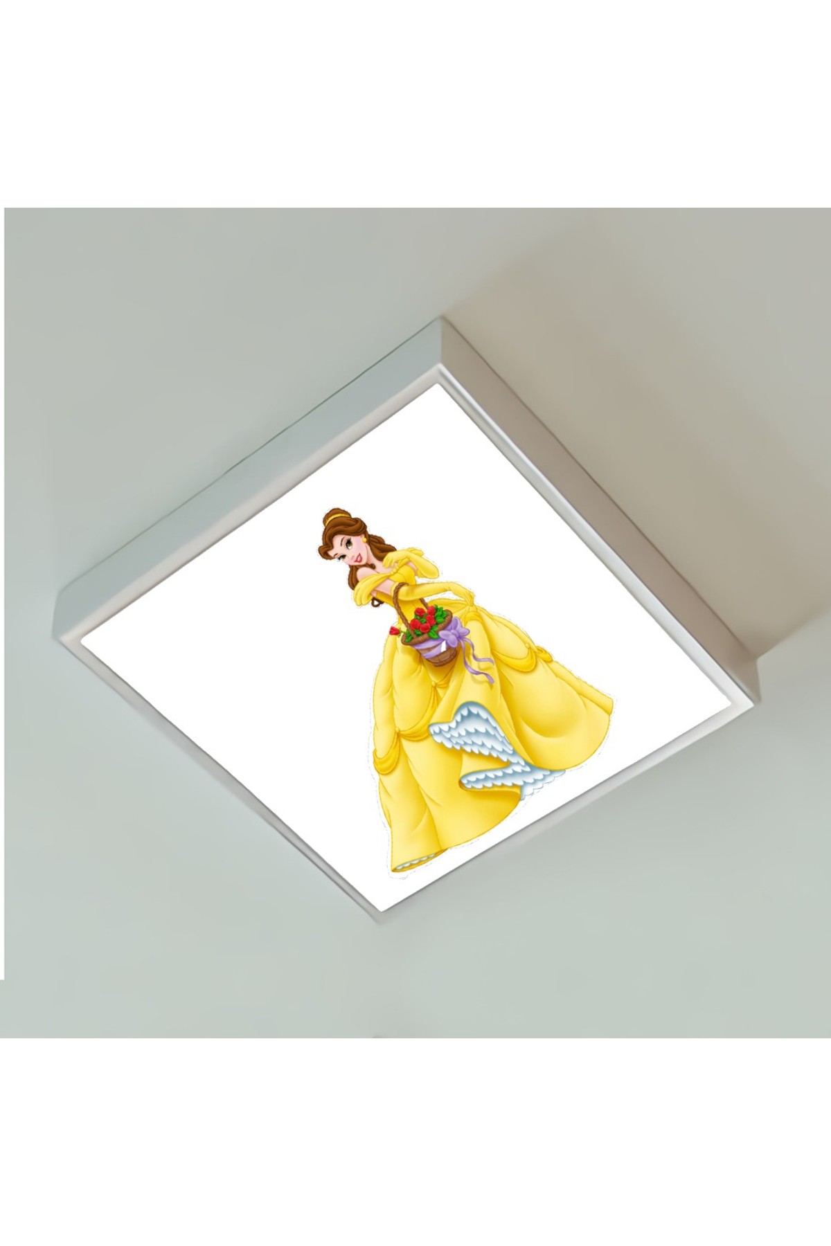 Prenses Bella 60x60 Çocuk odası avize modelleri, baskılı çocuklar için kare avize, 54wat led tavana model avize - Görsel 2