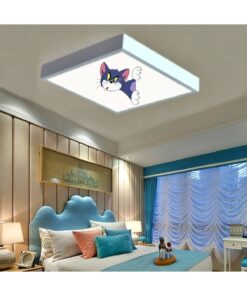 Tom 60x60 Çocuk odası avize modelleri, baskılı çocuklar için kare avize, 54wat led tavana model avize