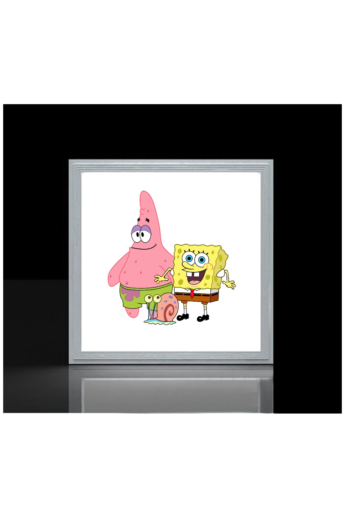 Sünger Bob 60x60 Çocuk odası avize modelleri, baskılı çocuklar için kare avize, 54wat led tavana model avize - Görsel 2