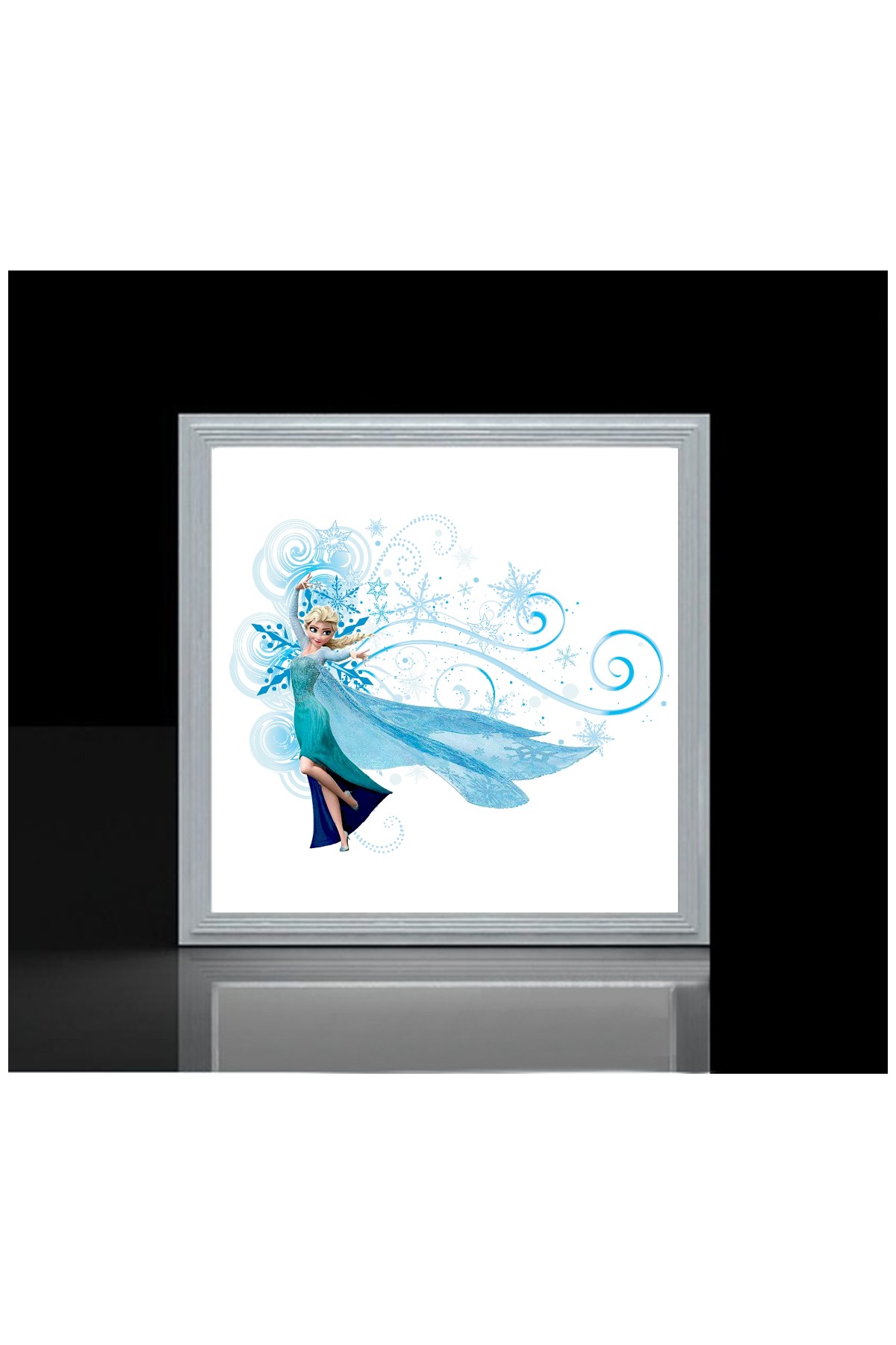 Elsa Frozen 60x60 Çocuk odası avize modelleri, baskılı çocuklar için kare avize, 54wat led tavana model - Görsel 3