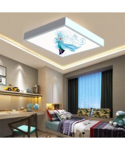 Elsa Frozen 60x60 Çocuk odası avize modelleri, baskılı çocuklar için kare avize, 54wat led tavana model